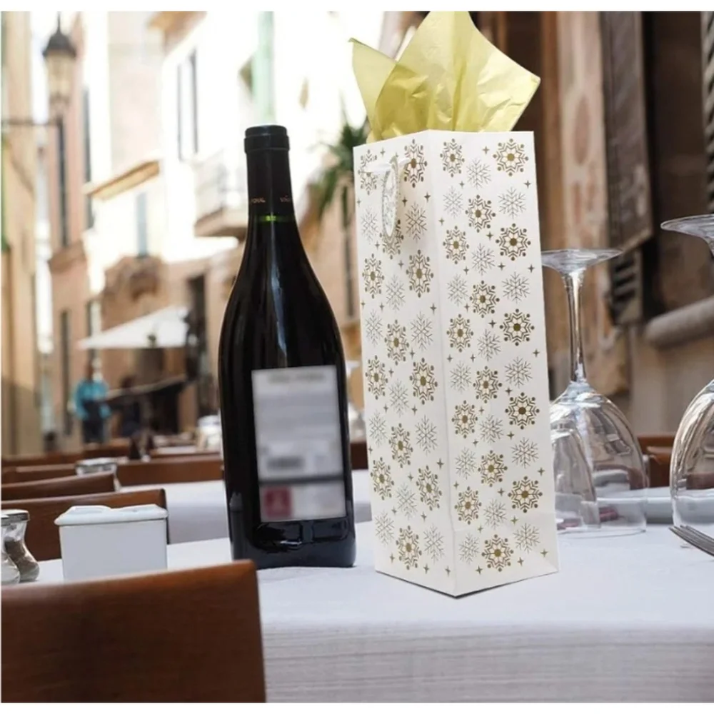 Gold Bottle Gift Bags with Tissue Paper